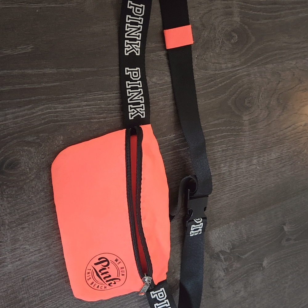 PINK Victoria's Secret Orange and Black Belt Bag